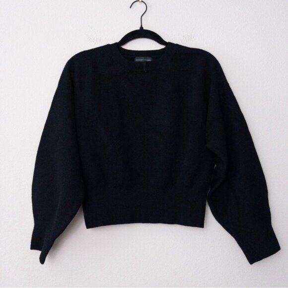 NEW Modern Citizen Balloon Sleeve Knit Sweater M/L Black Cropped Ribbed - Picture 4 of 9